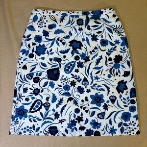 Boden Bold Blue and White A-Line Skirt